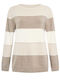 Celestino Damen Bluse Gestreift Mit Metallisierten Details Dunkel Beigetone