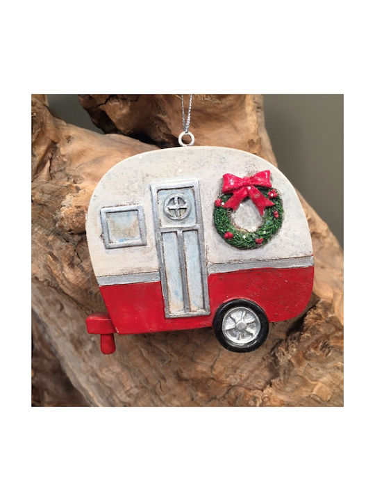 Hängender Weihnachtsbaumschmuck Wohnwagen Keramik Rote 9cm Hängender Weihnachtsbaumschmuck Wohnwagen Keramik Rote 9cm