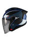 Axxis Blazer SV Black/Blue/White Mat Каска за мотор Джет ECE 22.06 1550гр със Sunvisor