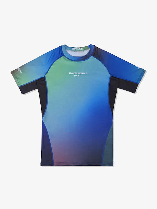 Manto Manto Männer Kurze Ärmel Kampfsportshirt für Jiu-Jitsu Blau