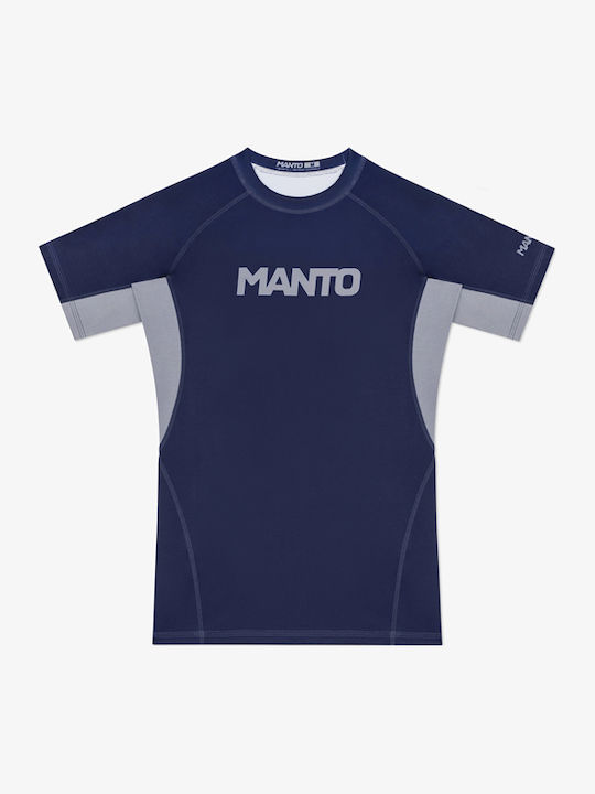 Manto Manto Männer Kampfkunst Kurze Ärmel Kampfsportshirt Für Jiu-Jitsu Blau