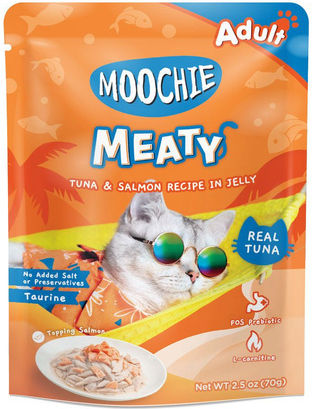 Moochie Nasses Katzenfutter mit Thunfisch und Lachs 70gr