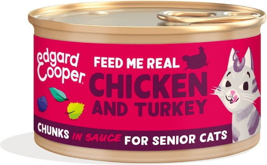 Edgard Cooper Wet Food for Elderly Cats with Chicken and Turkey 85gr