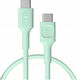 Green Cell Плетен Кабел USB-C мъжки - USB-C 100W PD Зелен 0.3m KABGC100PS30MG