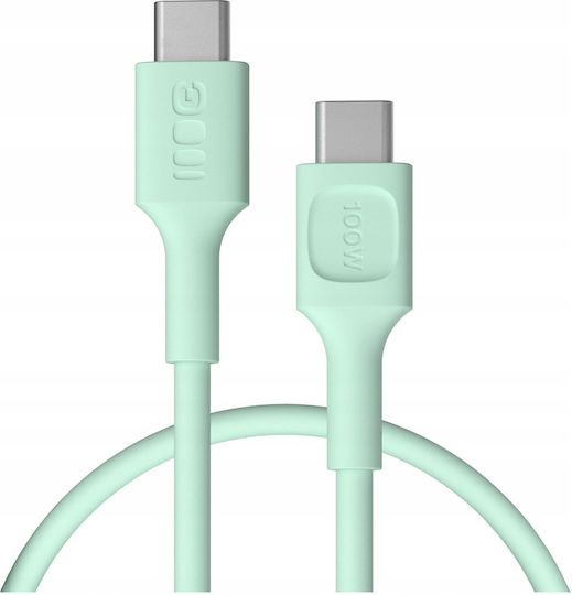 Green Cell Плетен Кабел USB-C мъжки - USB-C 100W PD Зелен 0.3m KABGC100PS30MG