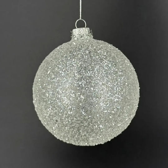 Large Glass Transparent Ball 10cm with Glitter