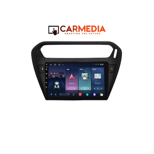 Carmedia Sistem Audio Auto pentru Peugeot 301 Citroen C-Elysee 2013-2026 Bluetooth USB Wi-Fi GPS Apple CarPlay Android Auto cu Ecran Tactil 9"