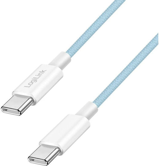 LogiLink Geflochtenes USB 2.0 Kabel USB-C männlich - USB-C 66W Blau 1,5 m CU0351