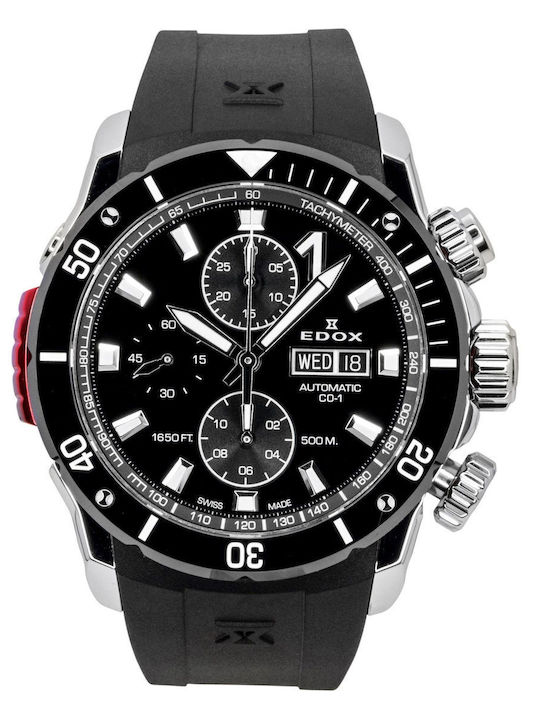 Men's Watch 45mm Chronograph Automatic with Black Rubber Strap