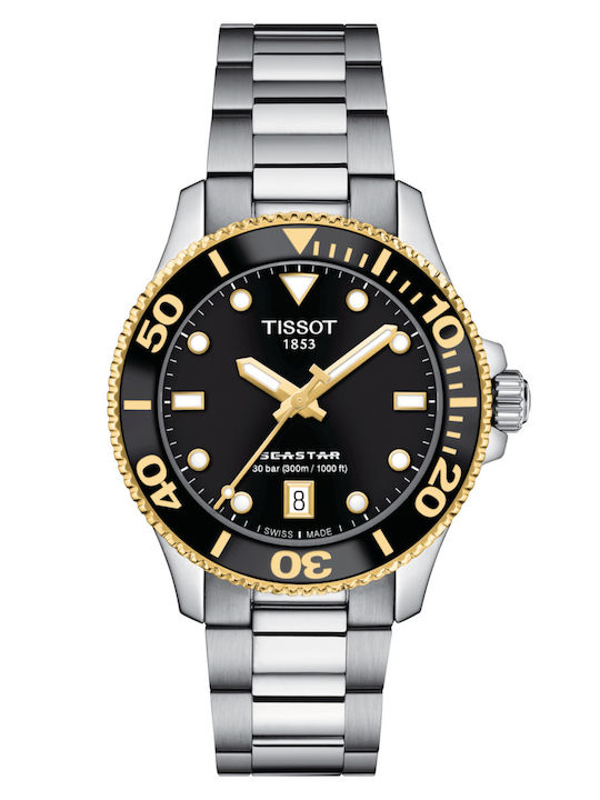 Tissot Seastar 1000 Мъжки Часовник 36mm На Батерия със Сребрист Металик Браслет