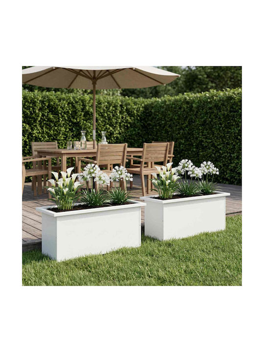vidaXL Set of 2 White Metal Planter Boxes 30 cm