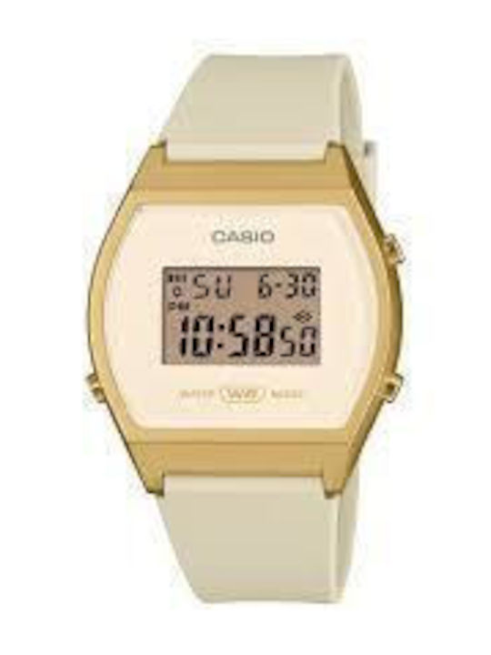 Casio Дамски Дигитален Часовник Кварцов с Каучукова Каишка Gold