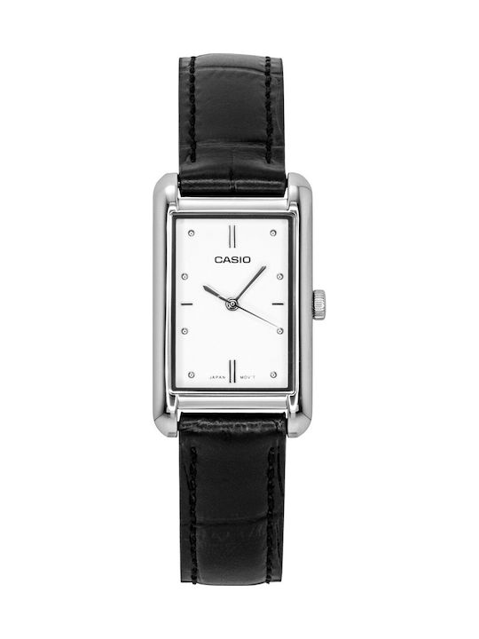 Women's Watch Battery with Leather Strap Silver