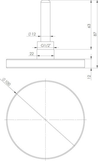 Afriso Bimetal Thermometer Bith 100 Φ100mm 0-160°C Stem 63mm G1/2" Accuracy Class 2