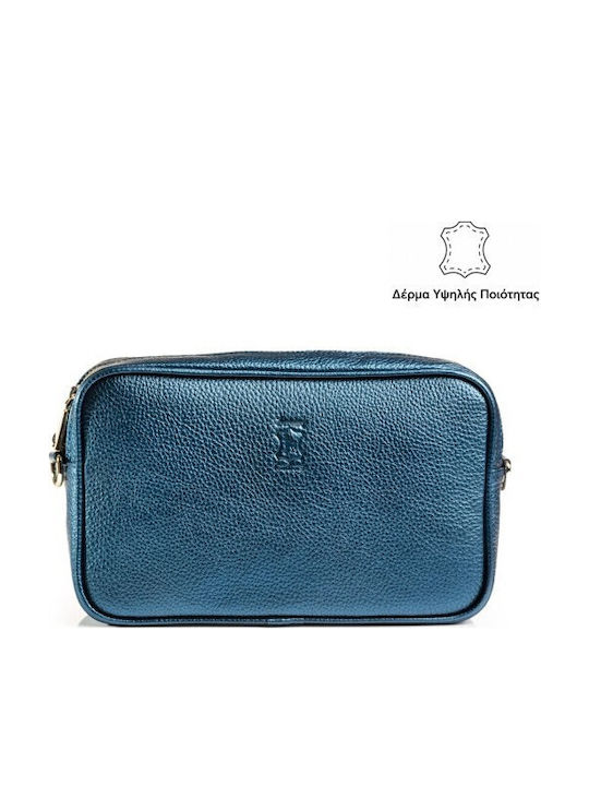 Boxer Leder Damen Kupplung Blau