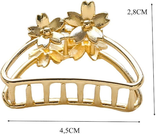 Set Of 2 Hair Clip Claw Clips With Gold Flowers