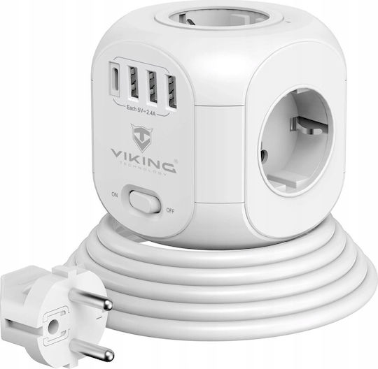 Viking PowerCube with USB-A 1 USB-C and Cable 1.8m