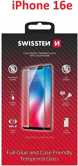 Swissten Tempered Glass Screen Protector Glass Color Frame Case Friendly Apple iPhone 16e