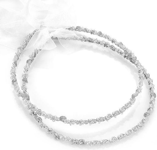 Handgefertigte Hochzeitskronen Swarovski-Perlen Hera 606 Versilbert