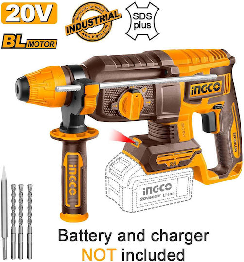 Ingco N/A Акумулаторен Ударен Къртач Безчетков 20V Соло с SDS Plus Захват