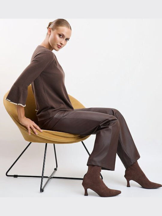 Damen Bluse mit 3/4 Ärmel Braune