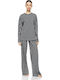 Pink Label Winters Damen Schlafanzug Set Navy