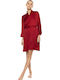 Pink Label Winters Damen Satin Robe Burgundisch