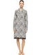 Pink Label Winter Women's Nightgown Ivory Leopard