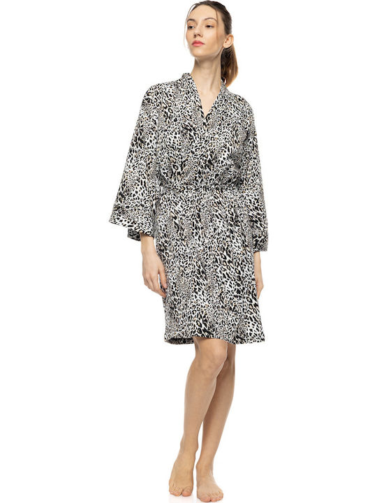 Pink Label Winterschlafanzug Damen Ivory Leopard