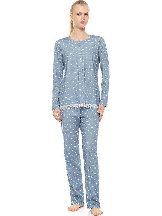 Pink Label Winter Women's Pyjamas Set Stone Blue