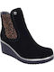 Leder Damen Stiefeletten Schwarz