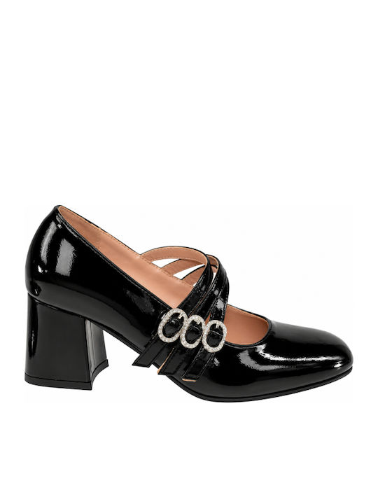 Heels from Patent Leather with Medium Heel Black WM-MP7006-1-27HH-BLACK