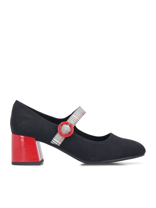 Leder Pumps Mit Mittelhohem Absatz Schwarz