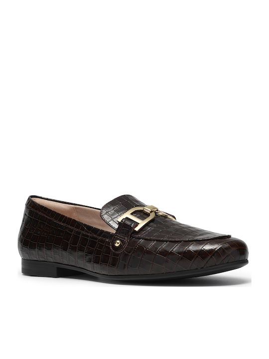 Trim Leder Damen Mokassins in Braun Farbe