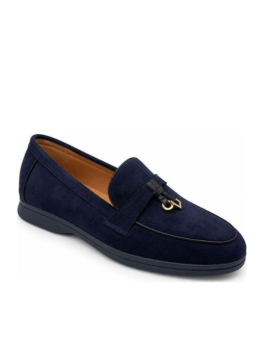 Wildleder Damen Mokassins in Blau Farbe