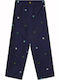 Women's Fabric Trousers with Elastic Floral Blue