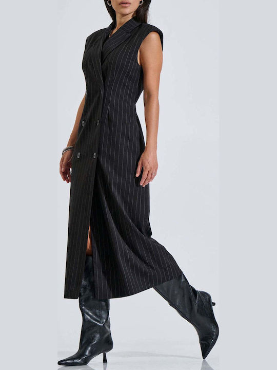 Summer Midi Shirt Dress Black
