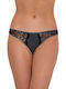 Baumwoll Damen-Slip Brazil mit Spitze Anthrazit