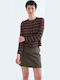 Long Women's Knitted Cardigan with Buttons Brown