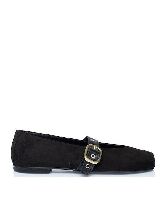 Sante Leather Women's Ballerina Shoes Black