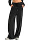 Flared Fleece Black Tracksuit Trousers