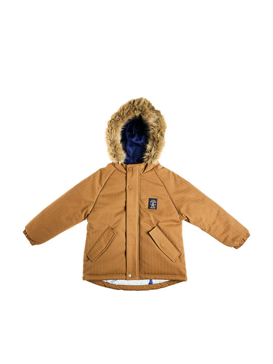 Kids Short Fur with Lining and Hood Beige
