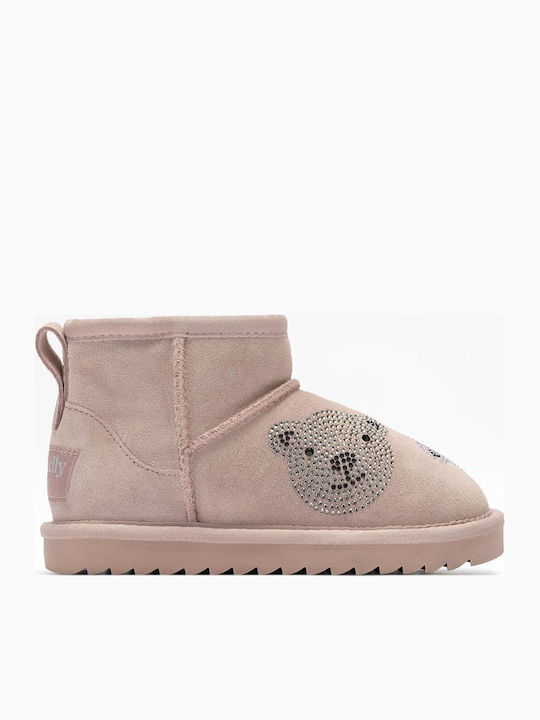 Leather Kids Pink Ankle Boots