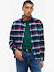 Long Sleeve Corduroy Checked Shirt Dark Blue Check
