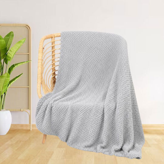 SpitiBazaar Fleece Blanket Double 215x230cm Light Grey