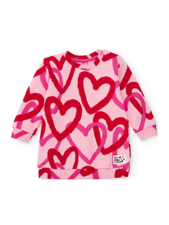 Rochie de fete din fleece cu mânecă lungă Hearts