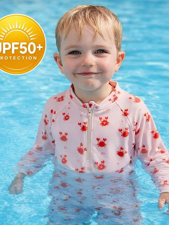 Swim Essentials Kids One-Piece Swimsuit With Long Sleeve Oh Crab