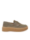 Wildleder Damen Mokassins in Khaki Farbe