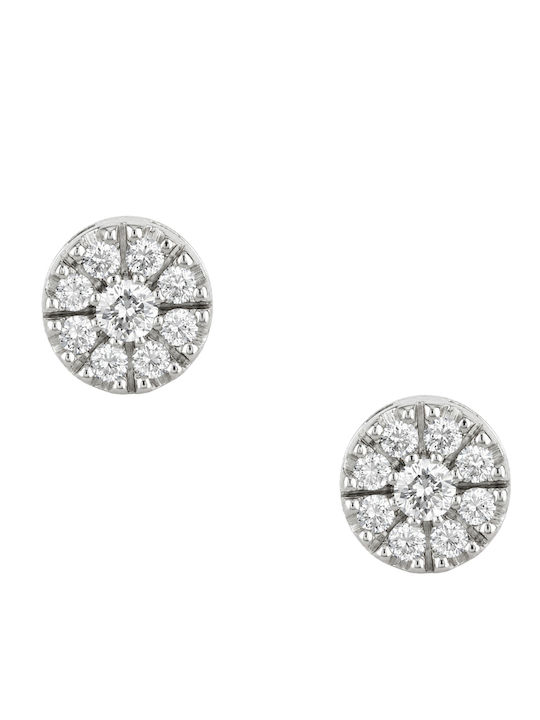 Stud Earrings Rosette Made of 18K White Gold with Diamond