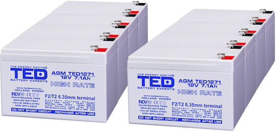 Battery Pack Compatible Apc Rbc27 96v 7.1ah 8x12v Ted Electric